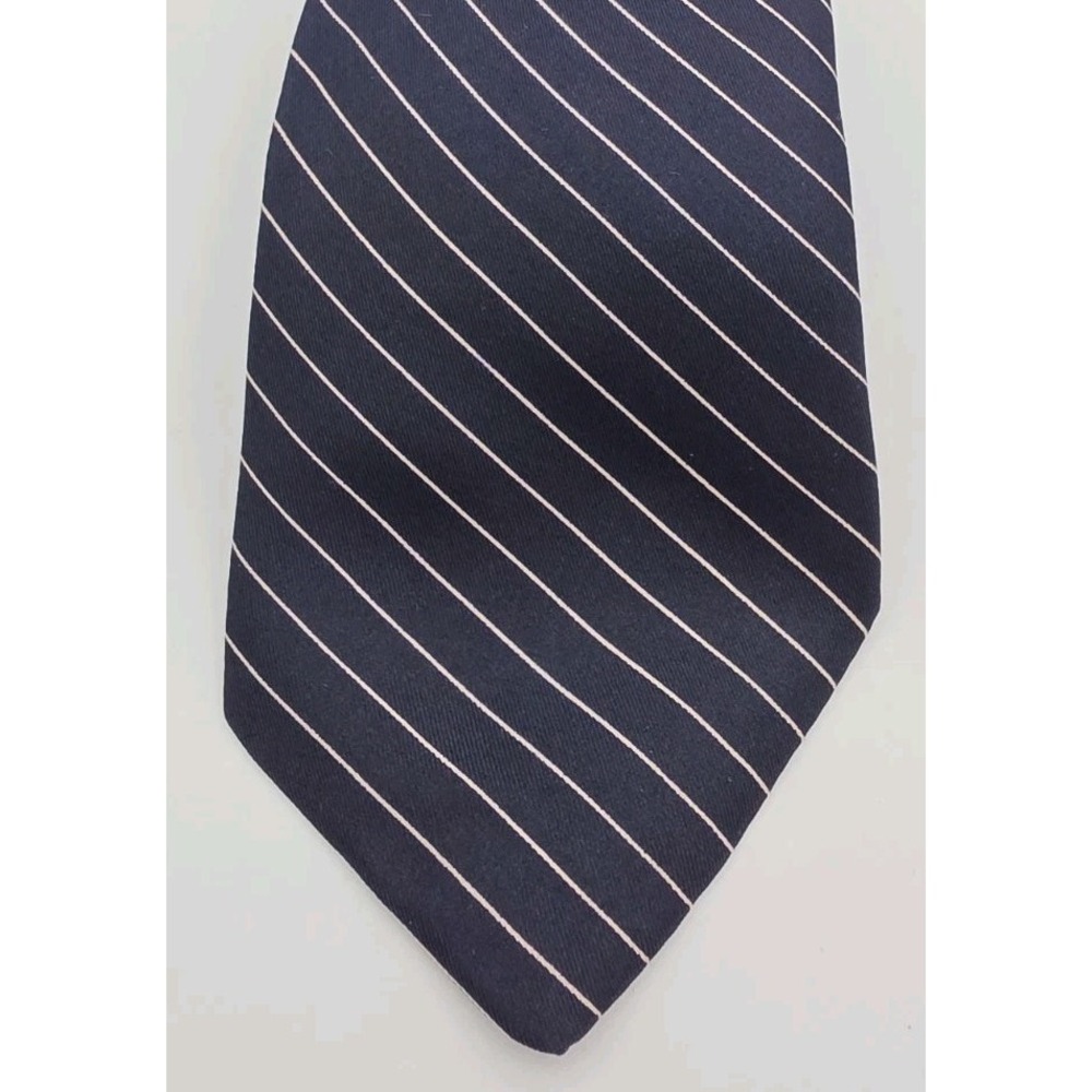 Mens Tie Silk Necktie Blue And White Striped Henry Grethel 58 Long 3" Wide